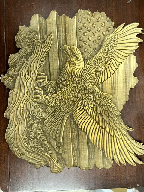 Eagle &amp; American Flag — Wood Relief