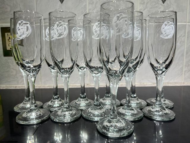 Etched Wedding Champagne Flutes