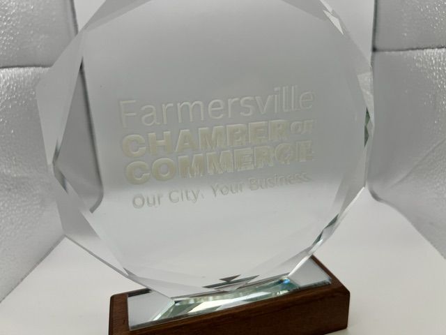 Farmersville Chamber of Commerce — Crystal Plaque